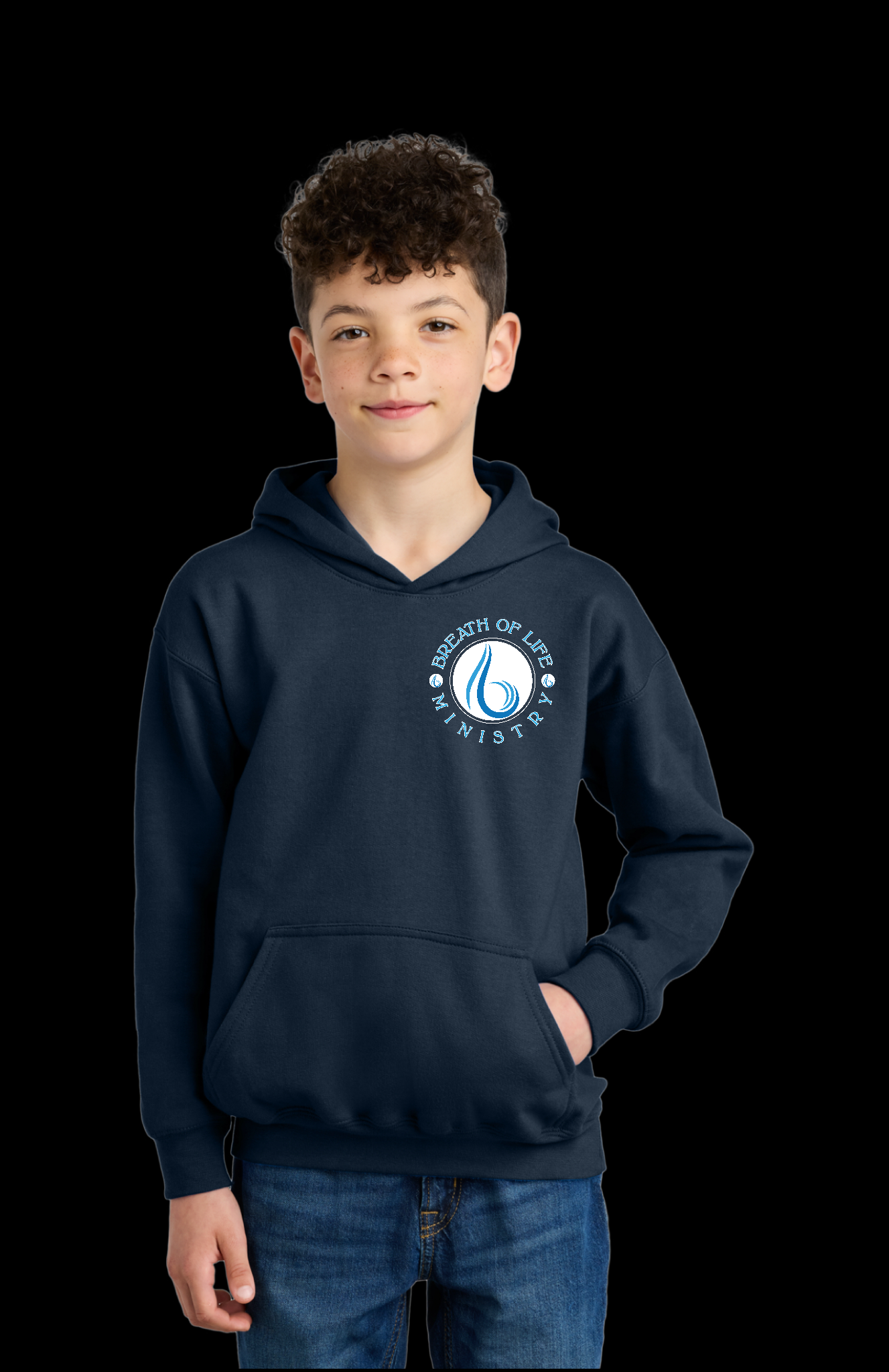 Kids Black Hoodie with Logo English